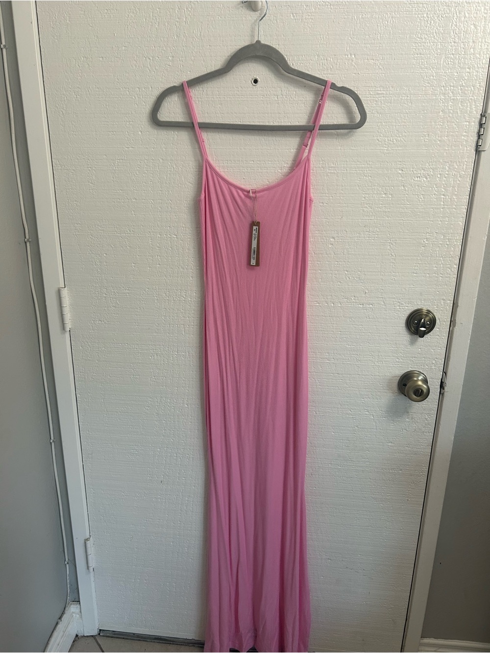 SKIMS Pink Spaghetti Strap Maxi Slip Dress